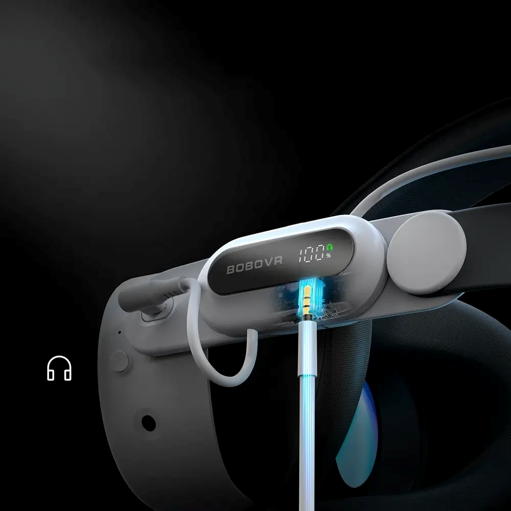 BOBOVR E3 Pro Batterirem til Meta Quest 3 / 3S - Sort / Hvid