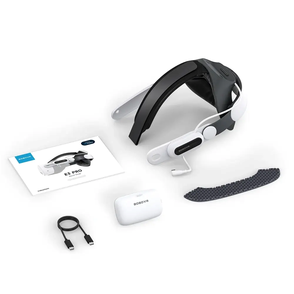 BOBOVR E3 Pro Batterirem til Meta Quest 3 / 3S - Sort / Hvid