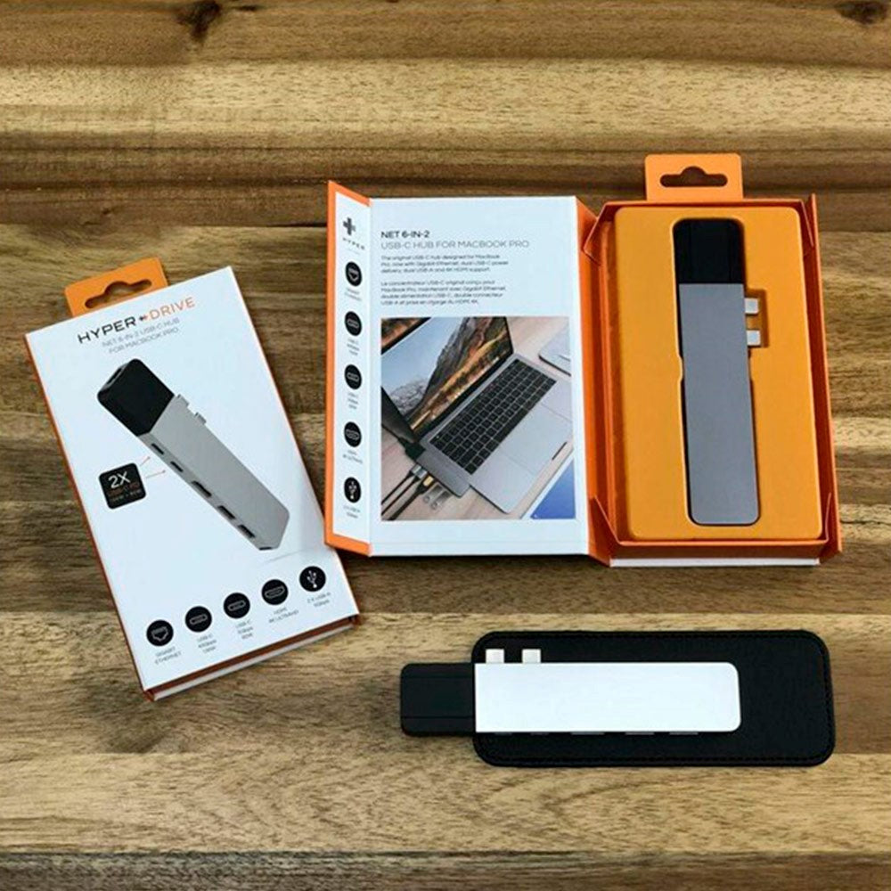 Hyperdrive Net 6-in-2 USB-C Multi Adapter - Grå