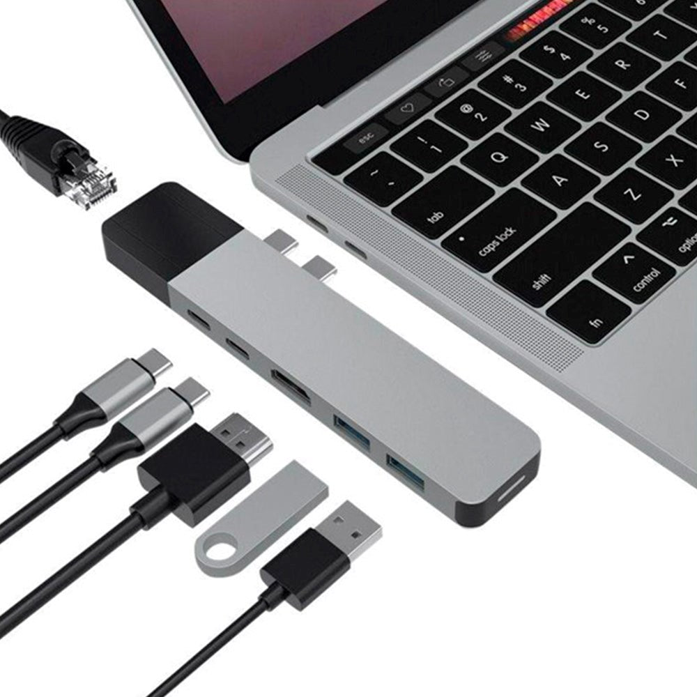 Hyperdrive Net 6-in-2 USB-C Multi Adapter - Grå