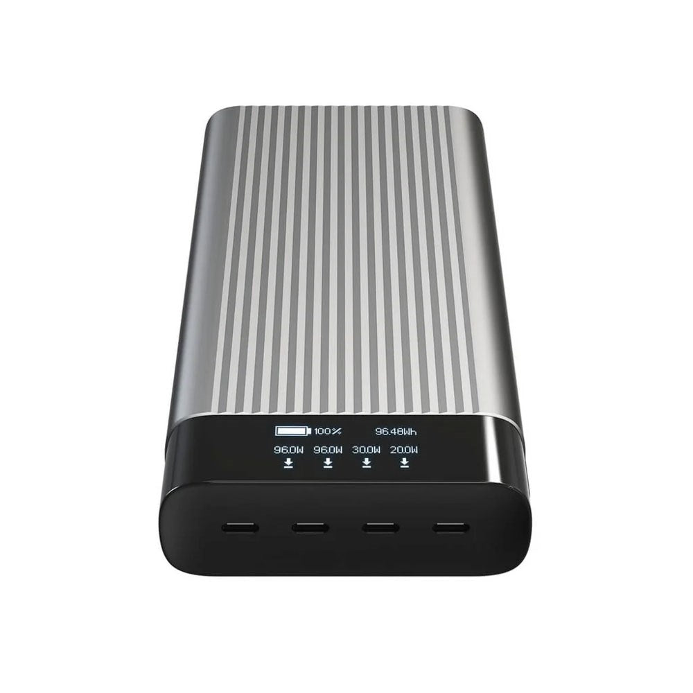 Hyper HyperJuice 245W Powerbank 27.000mAh m. 4 x USB-C & Display - Grå / Sort