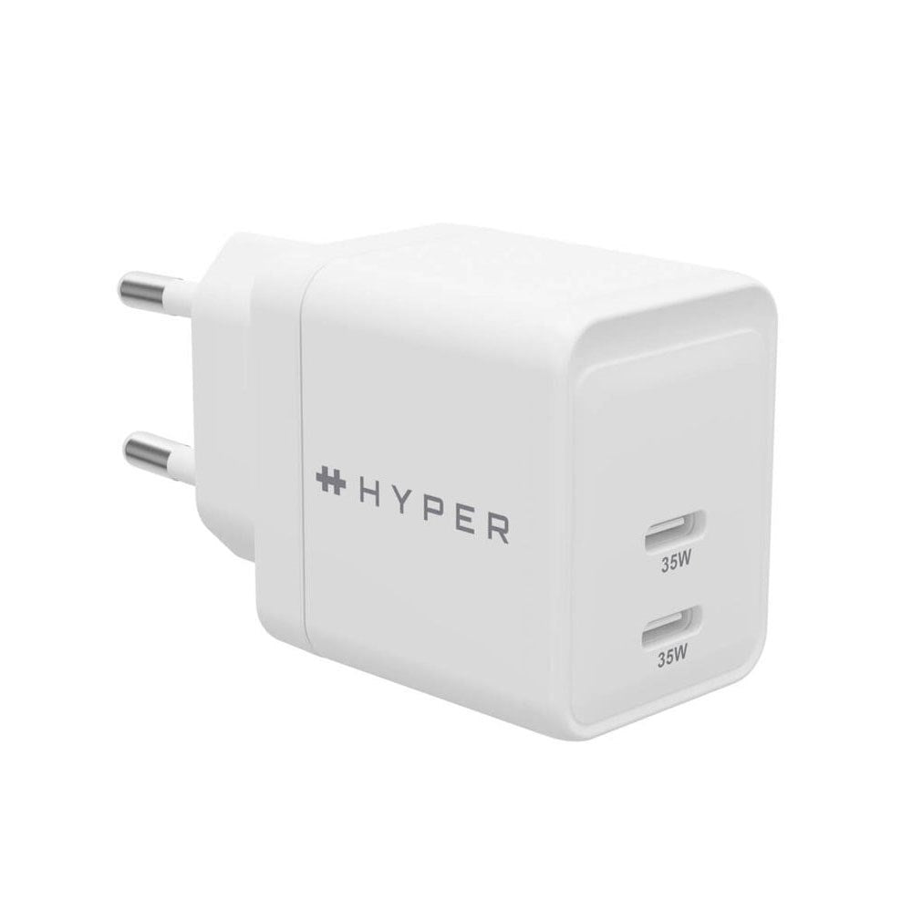 Hyper HyperJuice 35W GaN Vægoplader m. 2 x USB-C - Hvid
