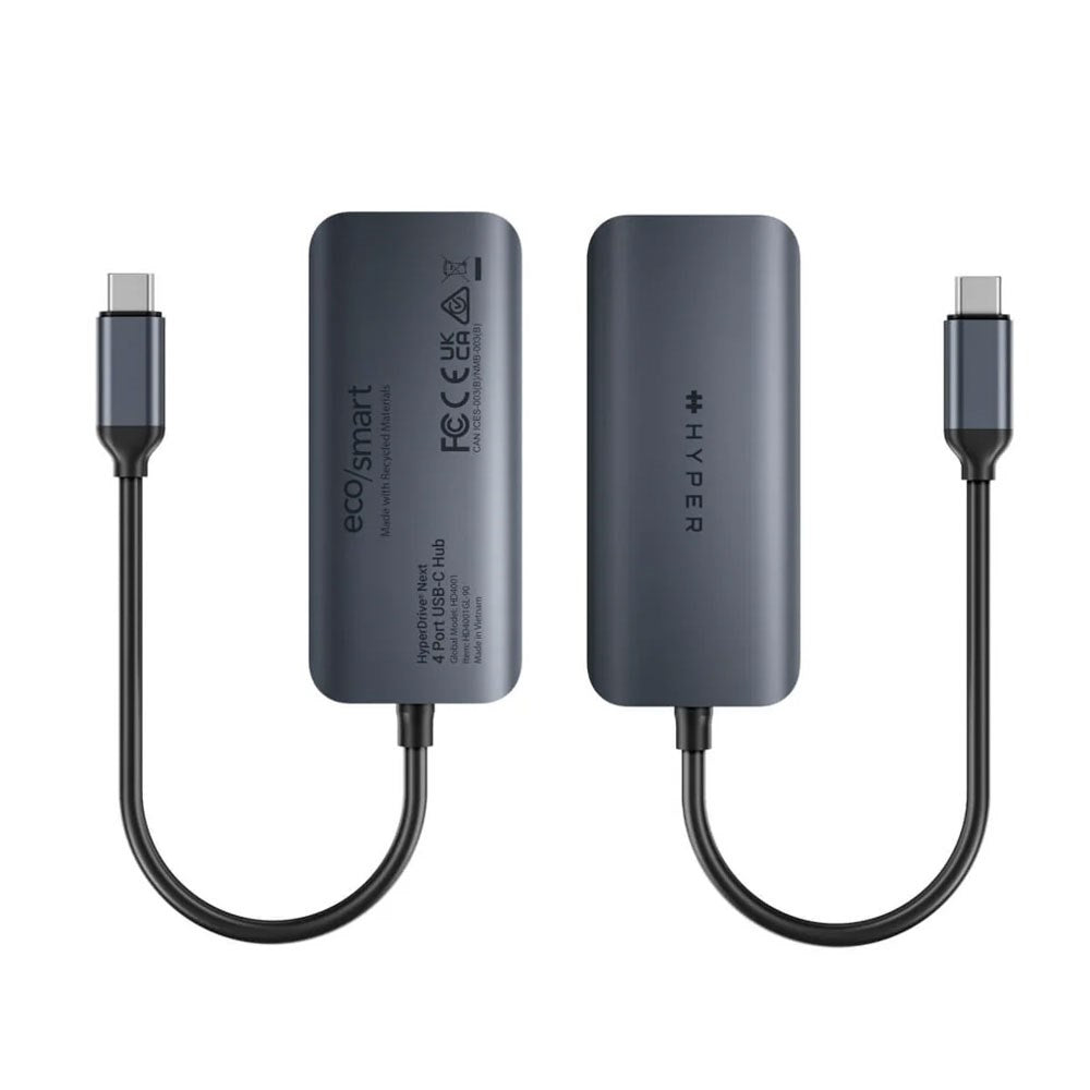 Hyper HyperDrive Ecosmart 6-i-1 USB-C Hub m. USB-A / USB-C / HDMI / Ethernet / SD-Kort - Grå