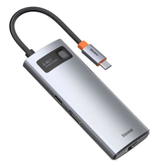 Baseus 6-i-1 USB-C Multiport Adapter m. 3 x USB-A 1 x USB-C 1 x HDMI 1 x RJ45 - Grå
