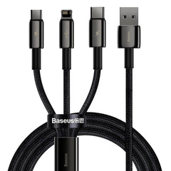 Baseus 3-in-1 USB-A Multikabel m. 1 x USB-C 1 x Lightning 1 x Micro USB - 1.5m - Sort