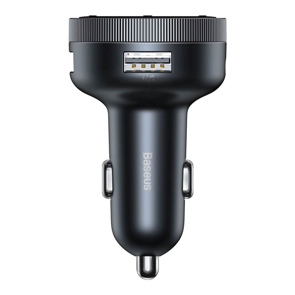 Baseus FM Transmitter / Biloplader m. 2 x USB-A & 1 x 3.5mm Jackstik - Sort