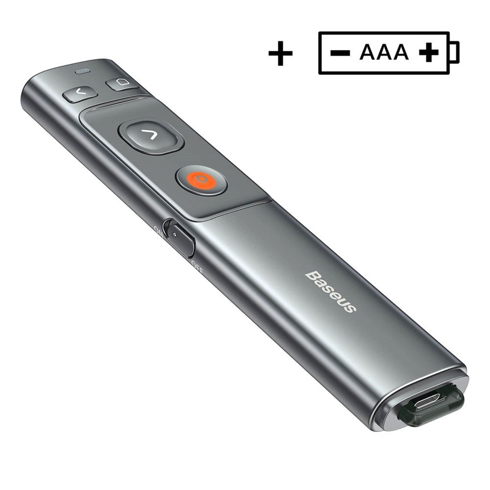 Baseus Batteridrevet Laser Pointer - USB-C / USB-A - Grå