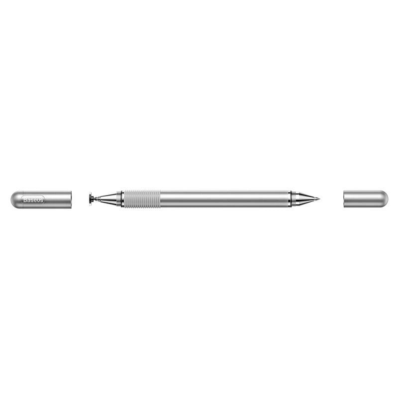Baseus Dobbeltsidet Stylus Pen til Mobil / Tablet m. Kuglepen - Sølv