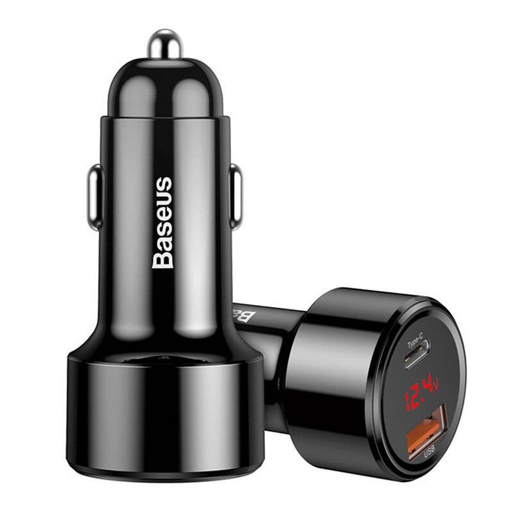 Baseus Magic Biloplader 45W PD m. USB-A & USB-C - Sort