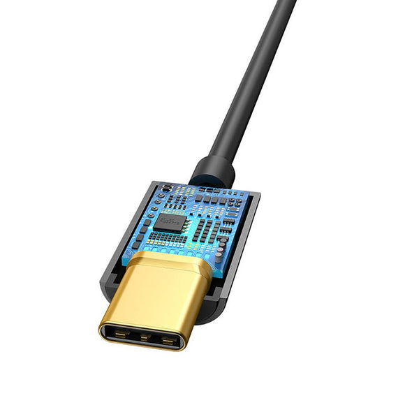 Baseus L54 USB-C til 3.5 mm Mini Jack Audio Adapter - 9 cm - Sort