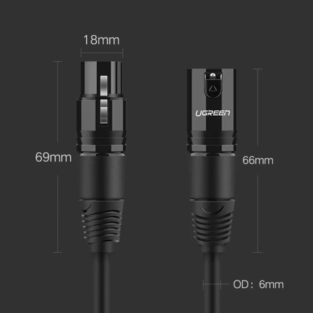 UGREEN XLR til XLR Kabel - 2m - Sort