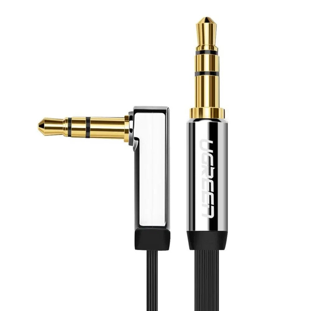 UGREEN Vinklet 3.5mm Minijack Lydkabel - 1m - Sort / Sølv