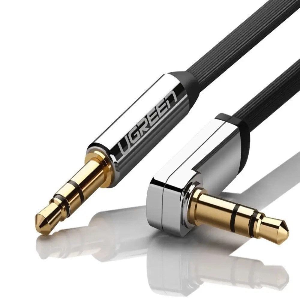 UGREEN Vinklet 3.5mm Minijack Lydkabel - 1m - Sort / Sølv