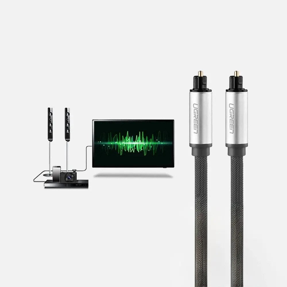 UGREEN AV108 Optisk Toslink til Toslink Kabel - 2m - Grå