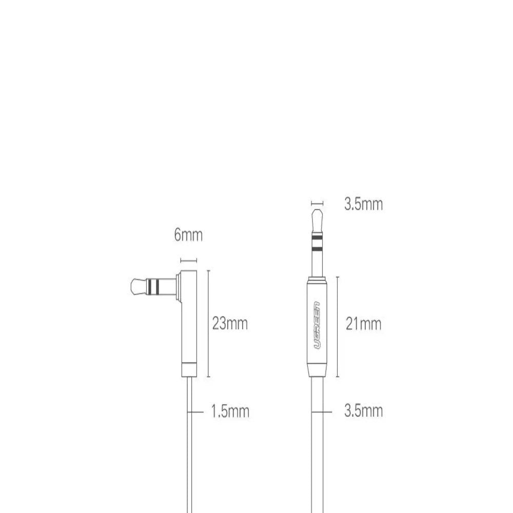UGREEN Vinklet 3.5mm Minijack Lydkabel - 2m - Sort / Sølv