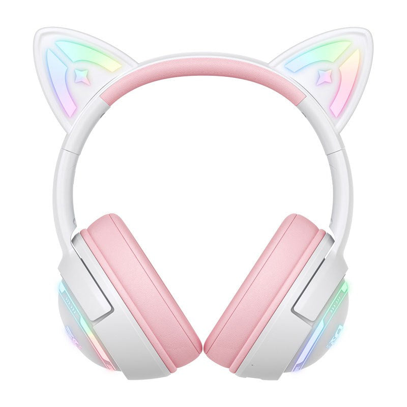 ONIKUMA GT838 Cat Ear Gaming Headset - Hvid / Lyserød