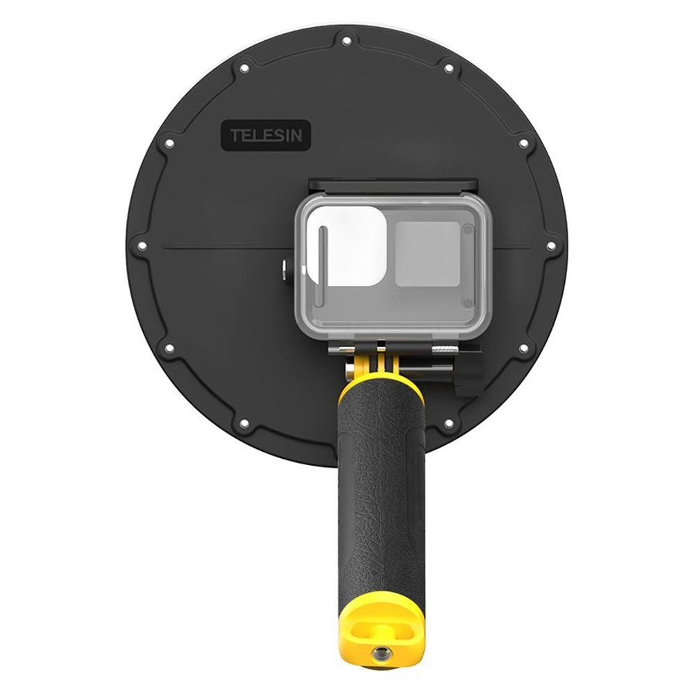 TELESIN Vandtæt Kuppel Cover m. Håndtag til GoPro Hero 9 / 10 / 11 / 12 / 13 - Genemsigtig / Sort