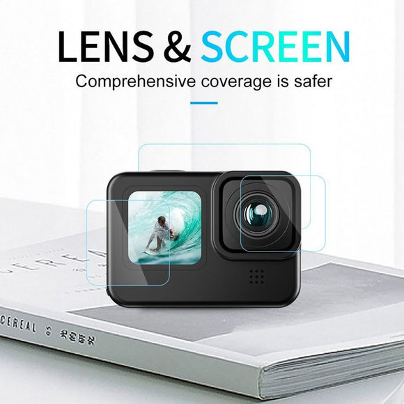 TELESIN Hærdet Beskyttelsesglas til GoPro Hero 9 / 10 / 11 / 12 - Skærm & Kameralinse - Gennemsigtig