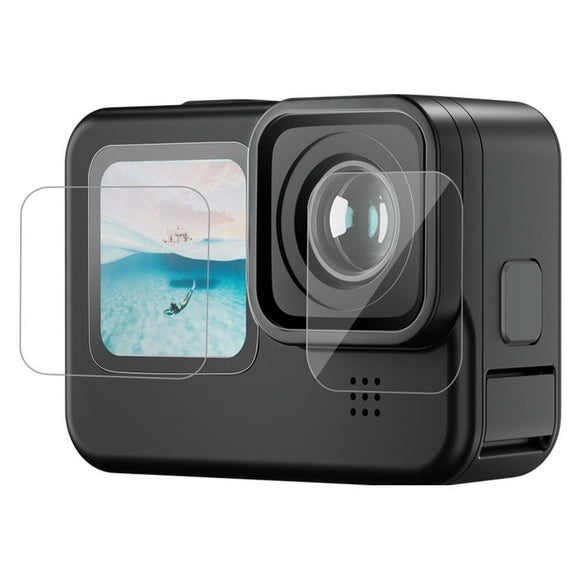 TELESIN Hærdet Beskyttelsesglas til GoPro Hero 9 / 10 / 11 / 12 - Skærm & Kameralinse - Gennemsigtig