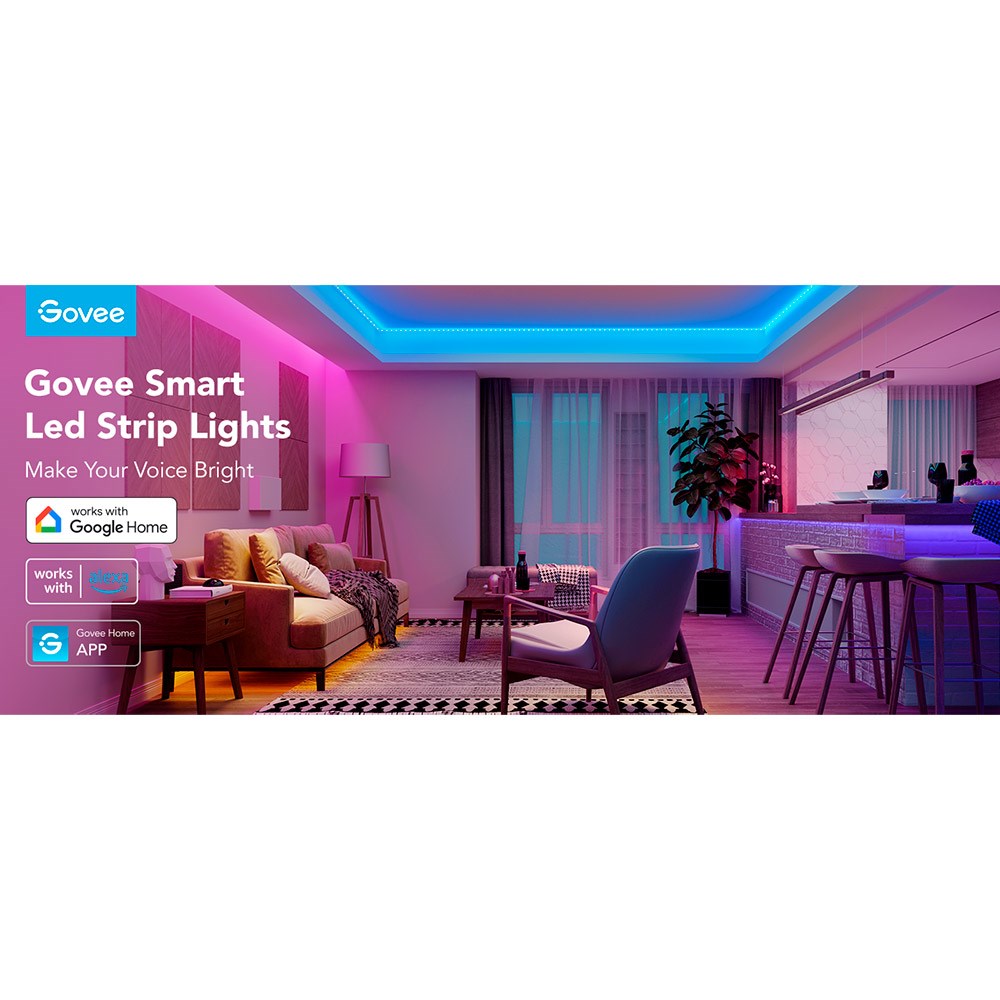 Govee RGB Smart Wi-Fi + Bluetooth LED Strip Lights - 5m - Hvid