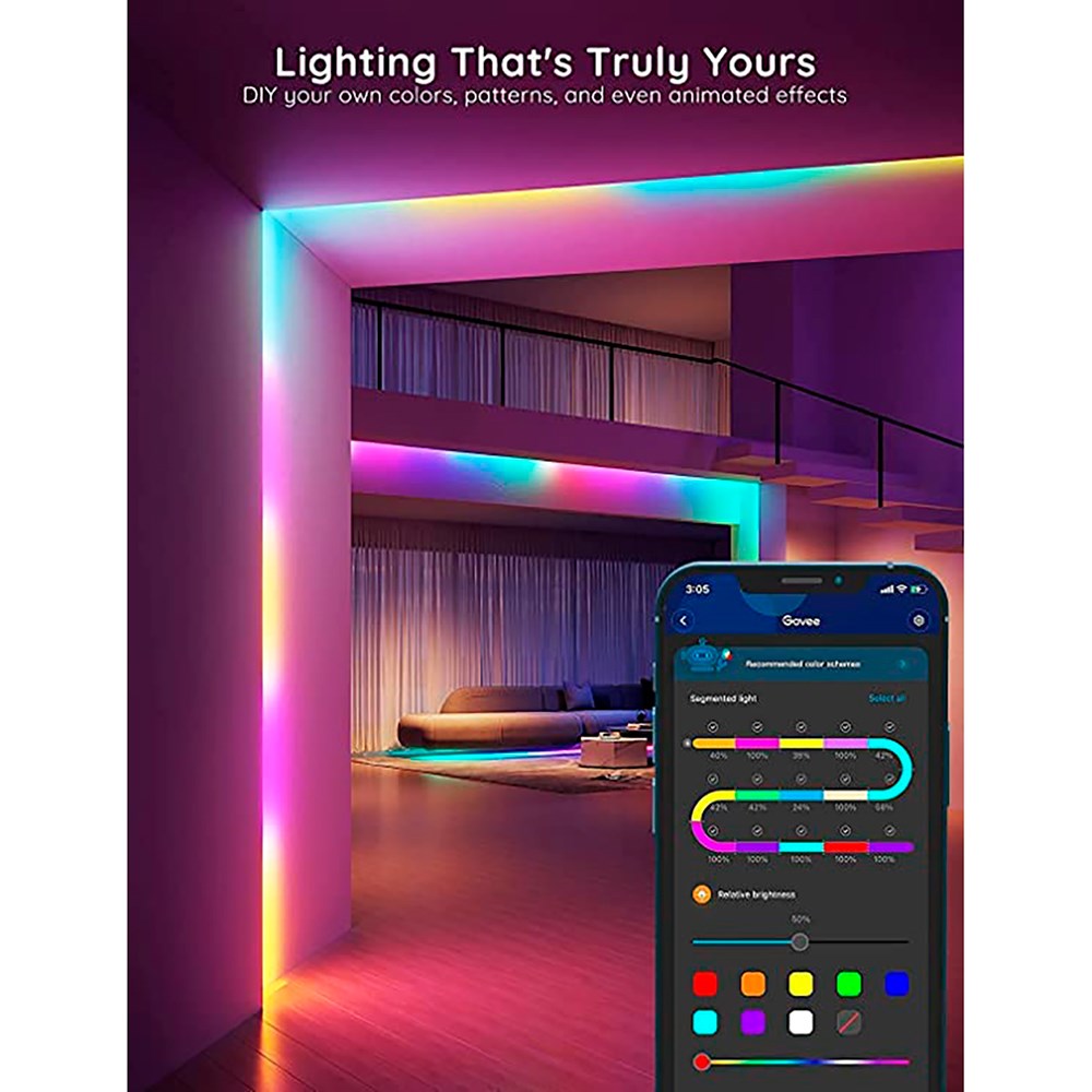 Govee RGBIC Basic Wi-Fi + Bluetooth LED Strip Lights - 10m - Hvid