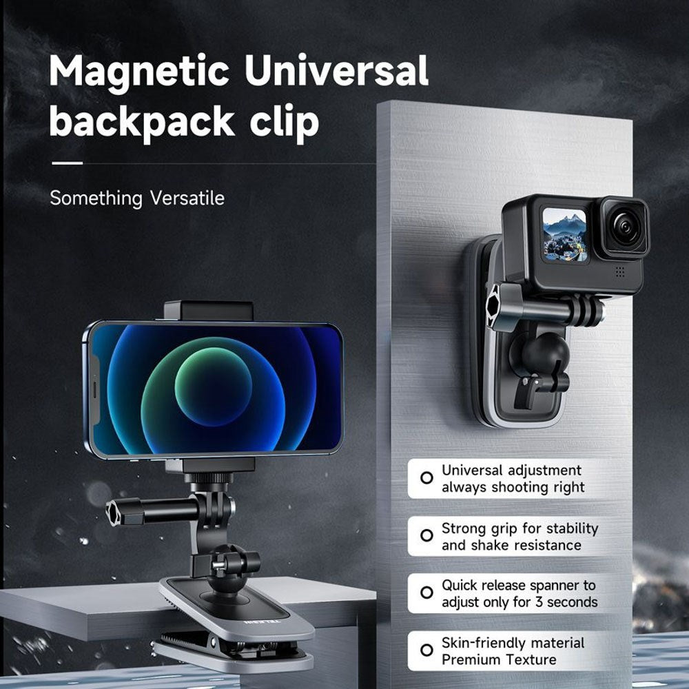 TELESIN Magnetisk Klemme Mount til Action Kamera - Sort / Grå
