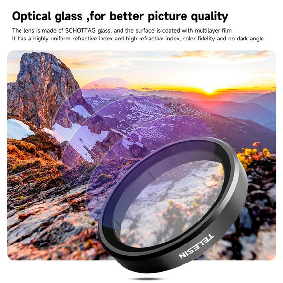TELESIN CPL+ND8/16/32 Filter til Linse - DJI Osmo Action 3 / 4 / 5 Pro - Gennemsigtig