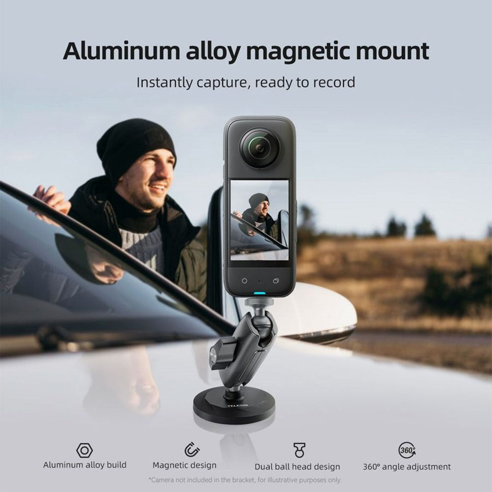 TELESIN Magnetisk & Roterbart Mount til Action Kamera - Sort