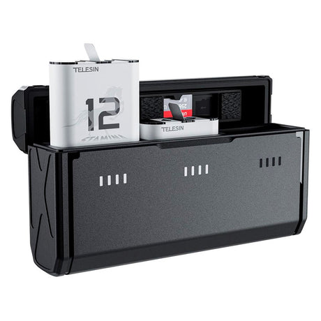 TELESIN Batteri Opladningscase & 2x Stamina Batteri Kit til GoPro Hero 9 / 10 / 11 / 12 - Sort