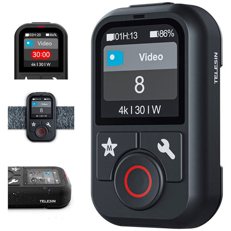 TELESIN Fjernbetjening til GoPro Hero 8 / 9 / 10 / 11 / 12 / 13 / MAX m. Håndledsrem - Sort