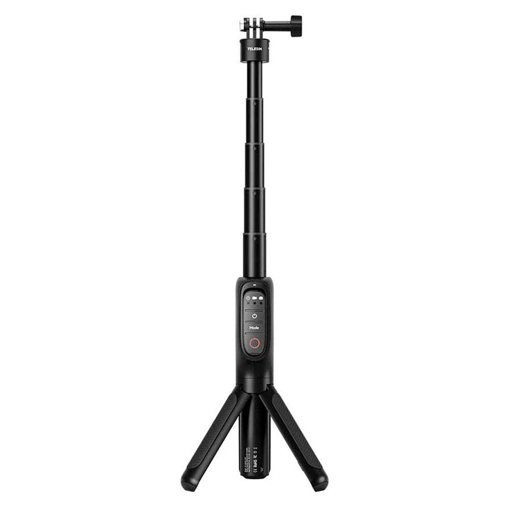 TELESIN 3-i-1 PowerBank Selfie Stick til GoPro Hero 9 / 10 / 11 / 12 / 13 / MAX - 5000 mAh - Sort