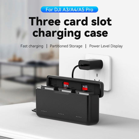 TELESIN Batteri Opladningscase til DJI Osmo Action 3 / 4 / 5 Pro - Sort