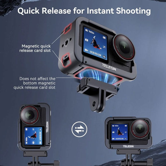 TELESIN Metal Cage til DJI  Osmo Action 3 / 4 / 5 Pro - Grå