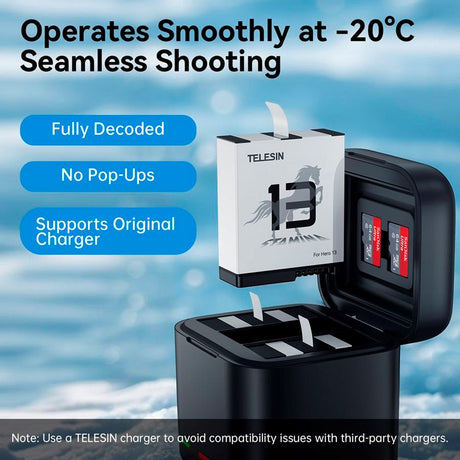 TELESIN Stamina Batteri til GoPro Hero 13 - Hvid