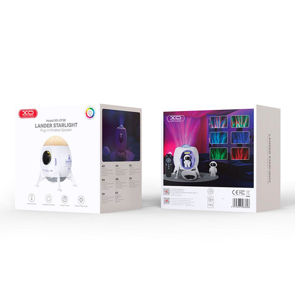 XO Rumskib Projektor Lampe m. Indbygget Bluetooth Højtaler - Hvid