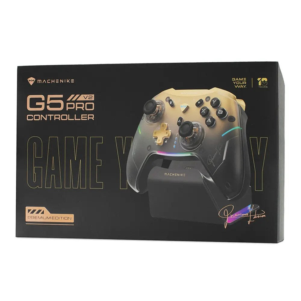Machenike G5Pro Premium Edition Trådløs Controller m. Ladestation - Sort / Guld