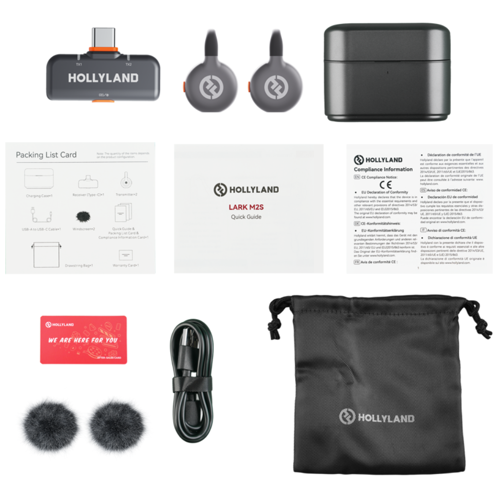 Hollyland LARK M2S Duo Trådløs Lavalier Mikrofon med USB-C Plug - Space Grey