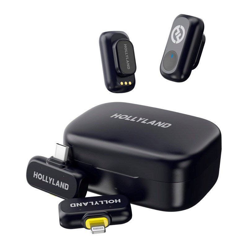 Hollyland Lark A1 Trådløs Mikrofon Sæt m. 1 x USB-C RX & 1 x Lightning RX - Sort