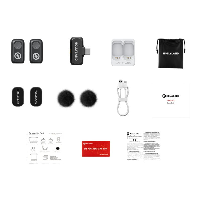 Hollyland LARK A1 Mini Duo Trådløs Mikrofon m. 1 x USB-C RX - Sort