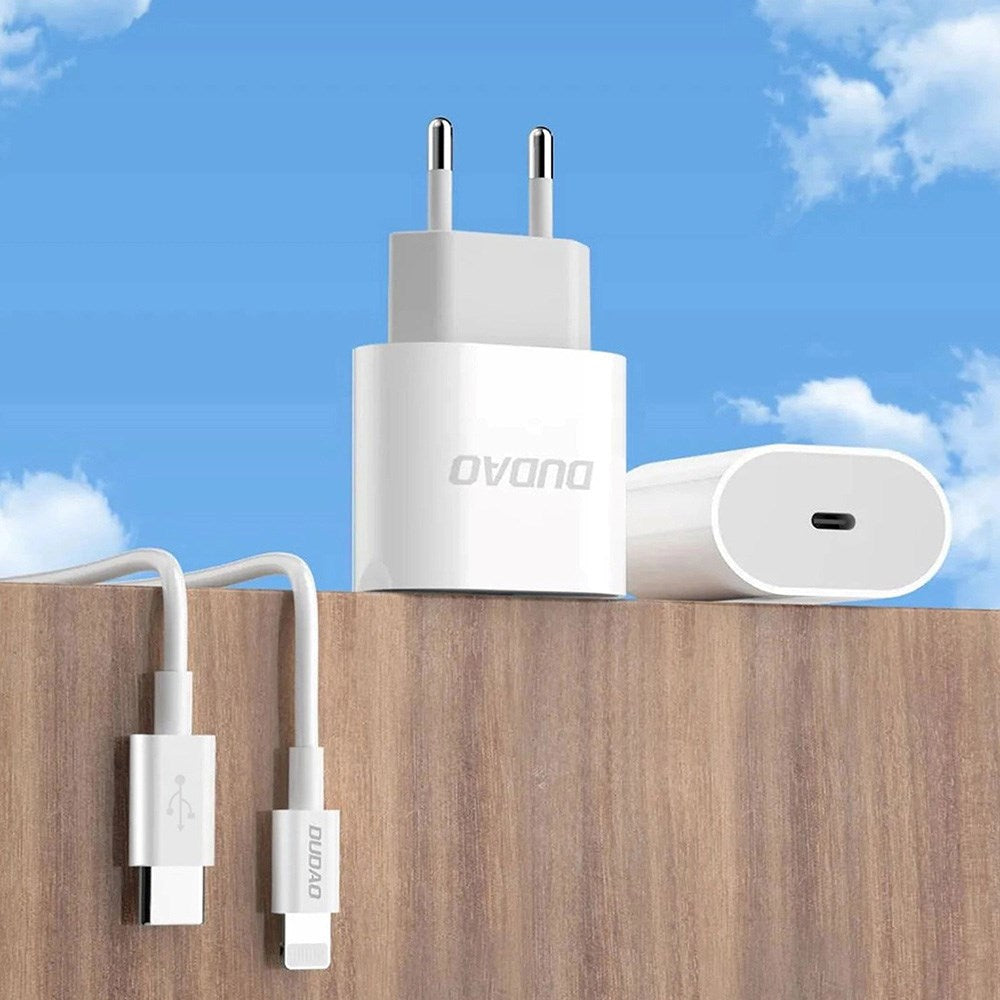 Dudao 20W PD Vægoplader USB-C inkl. Kabel - Hvid