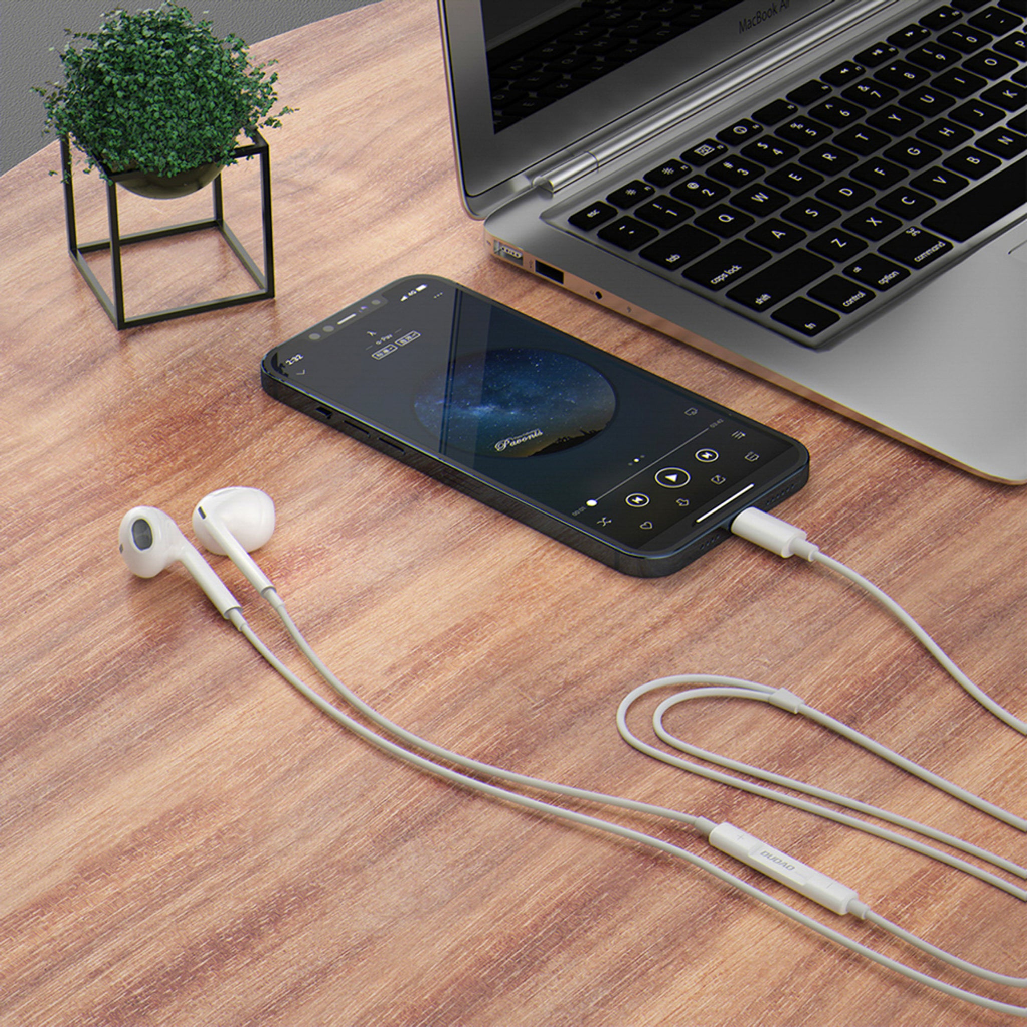 In-Ear Høretelefoner Dudao m. Lightning - Hvid