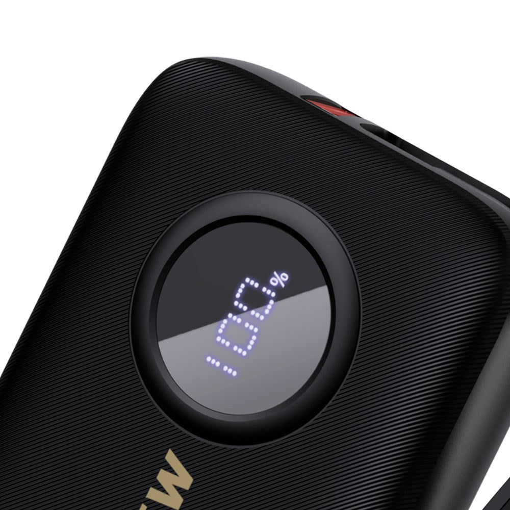 Dudao K14 10.000 mAh PowerBank m. Indbygget USB-C Kabel & Lightning Kabel - Sort