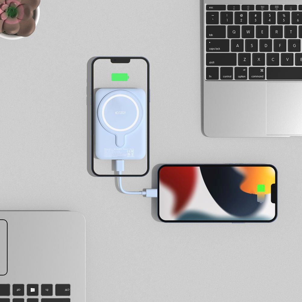 Tech-Protect LifeMag Trådløs & Magnetisk Powerbank 10000 mAh - MagSafe Kompatibel - Sort