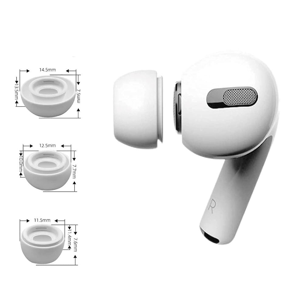 Tech-Protect Silikone EarBuds Til AirPods Pro (1 & 2 gen.) - S, M, L - 3 stk. - Hvid