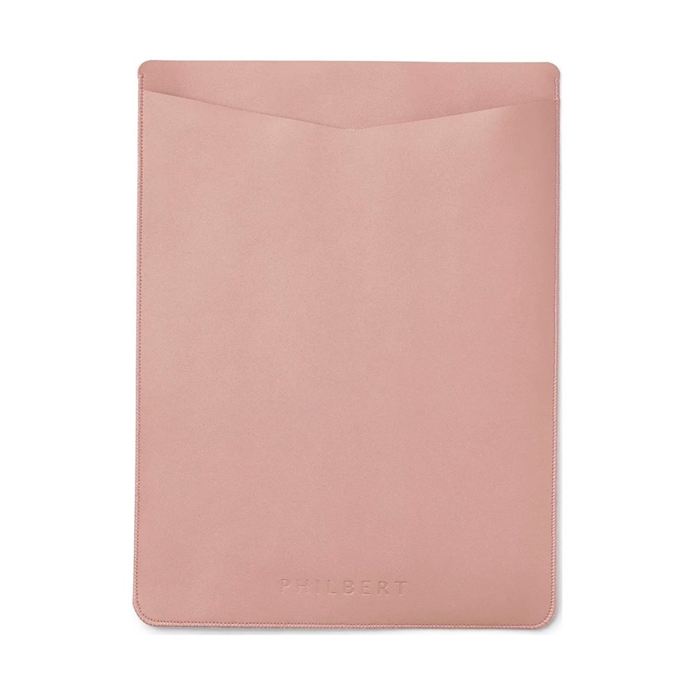 Philbert UltraSlim 15" Vegansk Læder Sleeve m. Strop Til MacBook / Laptop (35,5 x 25 x 2 cm) - Lyserød