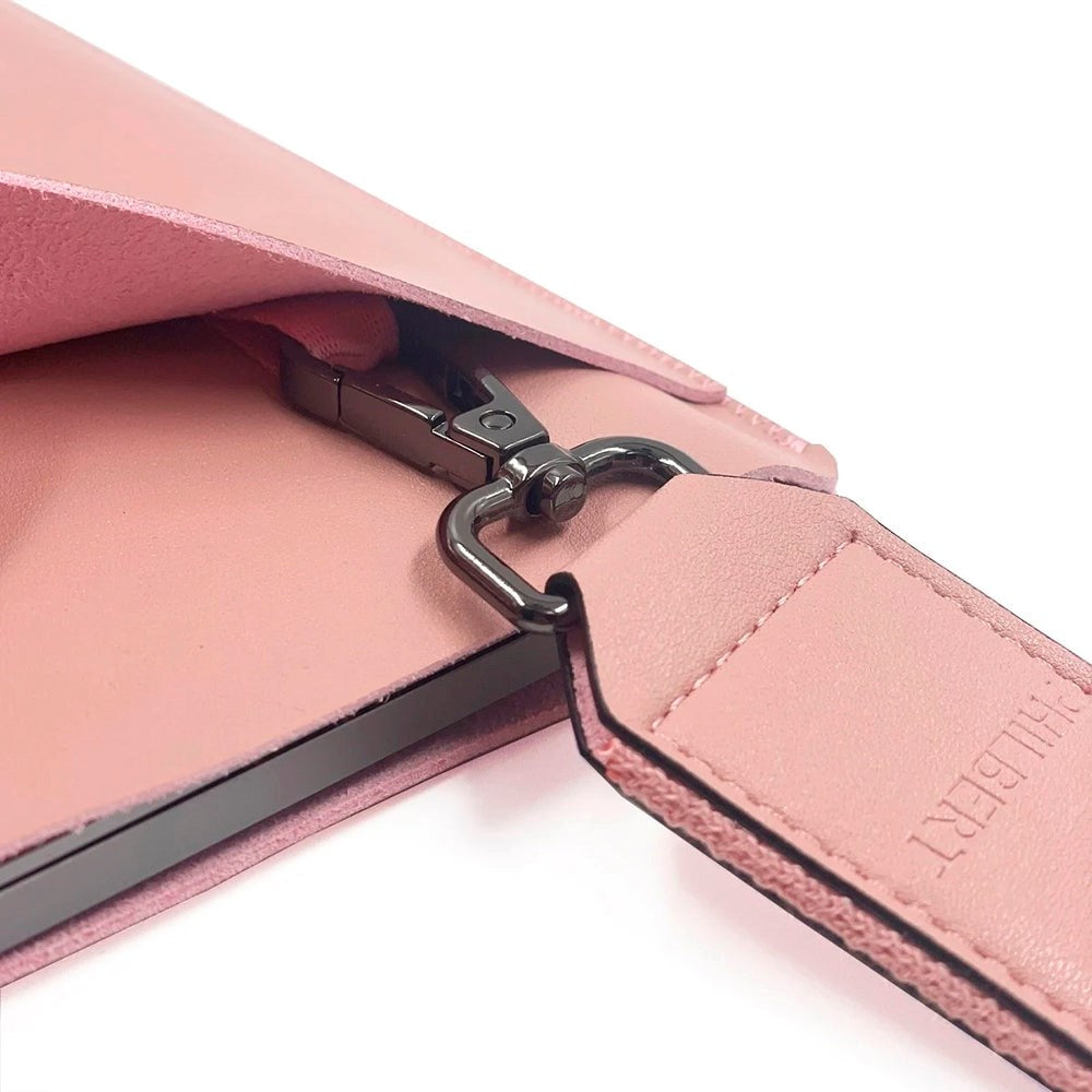 Philbert UltraSlim 15" Vegansk Læder Sleeve m. Strop Til MacBook / Laptop (35,5 x 25 x 2 cm) - Lyserød