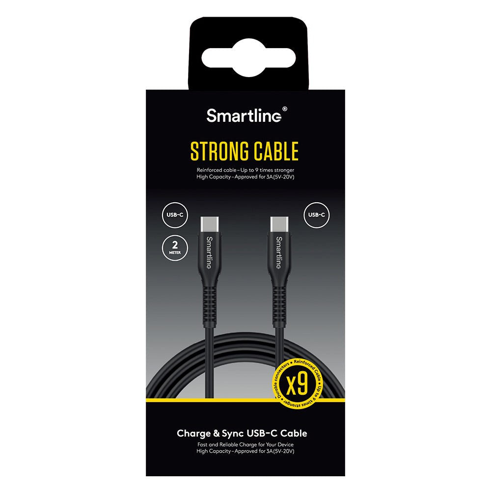 Smartline Strong USB-C til USB-C Kabel 2 m. - Sort