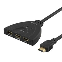 HDMI Pigtail Switch 3-i-1 Deltaco - Sort