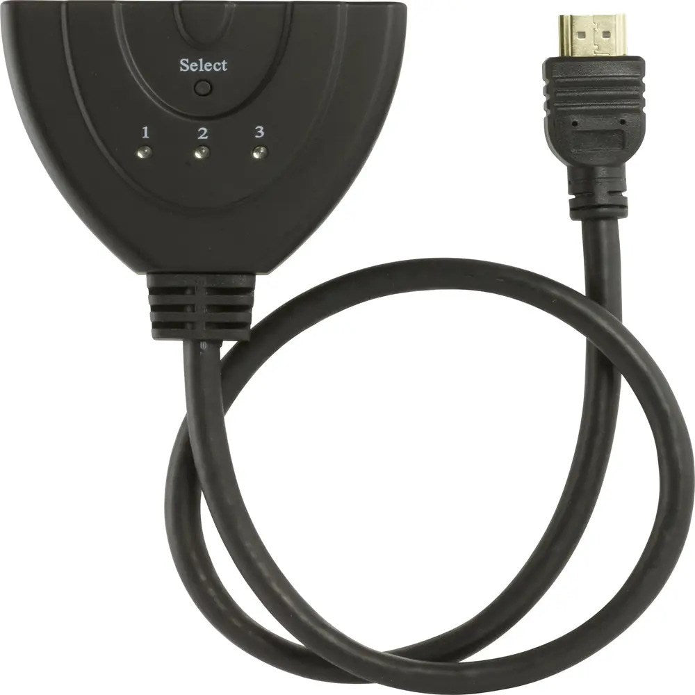 HDMI Pigtail Switch 3-i-1 Deltaco - Sort