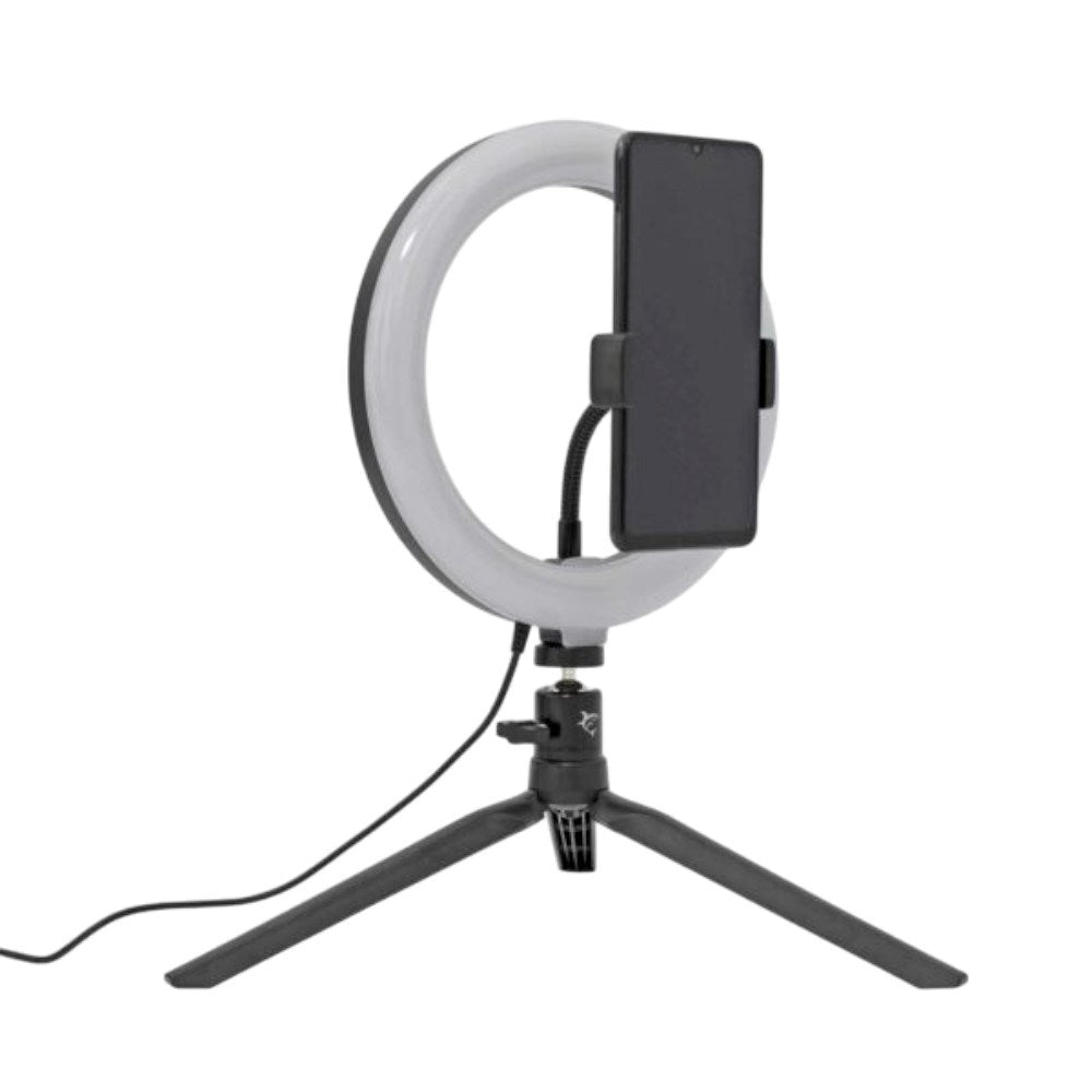 White Shark 1200lm Ring Light m. Tripod & Mobilholder - 20cm - Sort